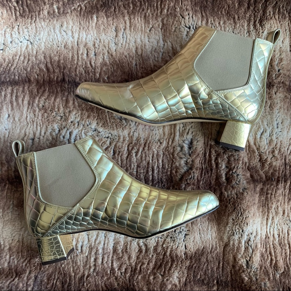 Max Mara Salice Ankle Boots Gold Croc - Picture 4 of 10